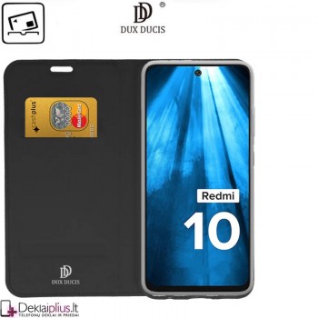 Dux Ducis dirbtinės odos viršelis - juodas (Xiaomi Redmi 10/Redmi 10 (2022 m.)